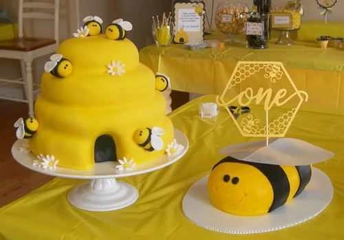 Vista 6 de Bumble Bee One - Decoración de pastel con purpurina dorada en forma de panal de abeja para el primer cumpleaños de miel Gold glitter cardstock