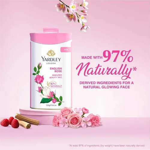 Vista 6 de Yardley Talco perfumado de rosa inglesa, 8.82 oz