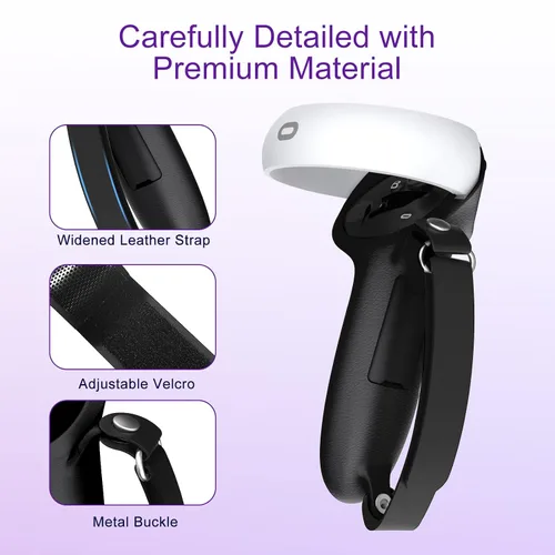 Vista 5 de VirtualBuff Agarres de control para Meta Oculus Quest 2 - Mango extendido y fácil reemplazo de batería, accesorios de realidad virtual con cubierta