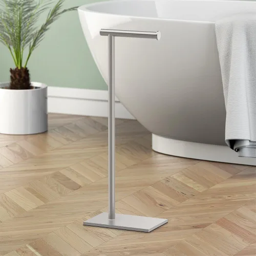 Vista 8 de Gatco 1431SN, soporte de papel higiénico independiente con base rectangular, moderno, 22.25 pulgadas, níquel satinado/soporte de papel higiénico