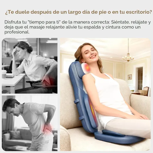 Vista 4 de Rainwolf Almohada Masajeadora Shiatsu para Cuello y Espalda con Calor - Masajeador de Tejido Profundo 4D con Amasamiento Completo para la Espalda