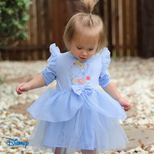 Vista 2 de Disney Vestido de tul de manga larga para bebé de princesa, disfraz de fiesta de cumpleaños