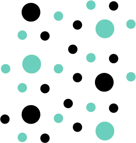 Vista 3 de Calcomanías de pared de vinilo negro/verde menta, círculos de 2 y 4 pulgadas (30 calcomanías)