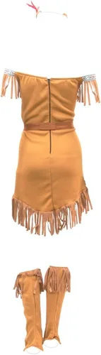 Vista 2 de Disfraz de Halloween de Hide Hunress para mujer, vestido indio nativo americano
