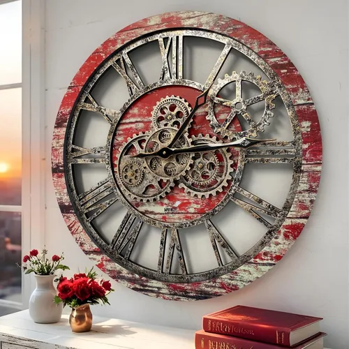 Vista 11 de ImprovingLife El Reloj de Engranajes El Reloj de Pared Original con Engranaje de Movimiento Real Vintage Industrial de Gran Tamaño Rústico de Granja