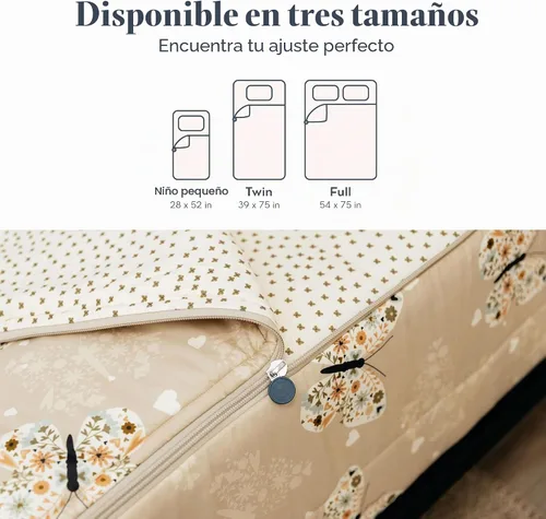 Vista 7 de Beddy's Juego de ropa de cama todo en uno con cremallera para niños, diseño Beige
