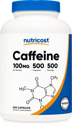 Vista 8 de Nutricost Pastillas de cafeína 100 mg por porción, 250 cápsulas