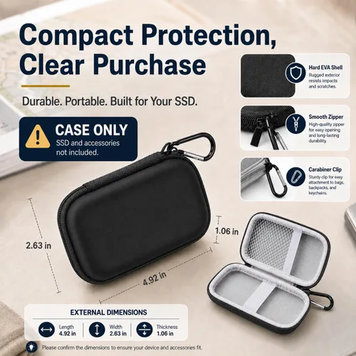 Vista 8 de PAIYULE Funda de disco duro para SSD portátil SanDisk Extreme y Extreme PRO Negro