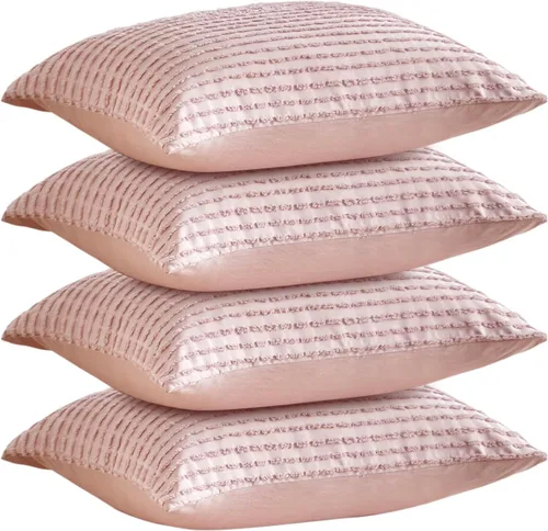 Vista 21 de WARMDERN - Fundas de almohada beige tamaño queen, fundas de almohada estándar, juego de 6 fundas de almohada de microfibra suave, textura boho