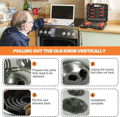 Vista 7 de Paquete de 4 quemadores eléctricos ERS30M1 ERS30M2 de repuesto para GE Hotpoint Kenmore, repuesto para quemador de estufa eléctrica de 6 y 8