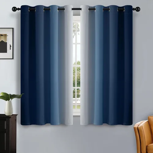 Vista 23 de SimpleHome Cortinas degradadas degradadas para oscurecer la habitación de 36 pulgadas de largo para dormitorio, con ojales y bloqueo de luz Negro