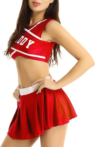 Vista 4 de YiZYiF Conjunto de uniforme de animadora con estampado de papá para mujer