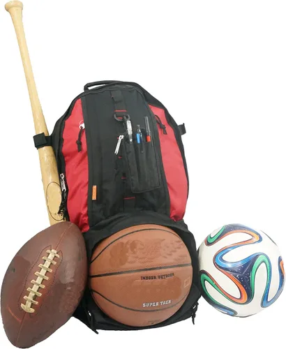 Vista 8 de K-Cliffs Mochila de béisbol con compartimento para casco de zapatos de baloncesto y balón de fútbol Negro
