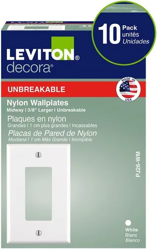 Vista 3 de Placa soporte para tomacorriente Leviton, tamaño estándar, termoestable, M02-80401-WMP, 120 volts Blanco