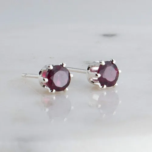 Vista 5 de 3-4mm Sterling Silver Birthstone Stud Earrings, 6-Prong