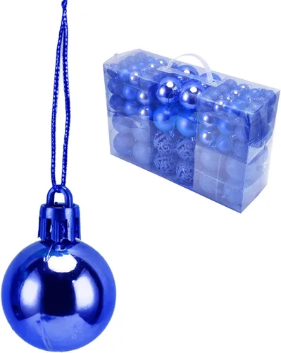 Vista 6 de Juego de 100 adornos de bolas de Navidad, decoraciones colgantes de temporada, bolas de Navidad de plástico inastillables, juego a granel para Azul