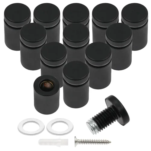 Vista 18 de Luomorgo 12 piezas tornillos separadores de acero inoxidable de 1" x 1", herrajes de montaje para letreros de pared, separadores de vidrio