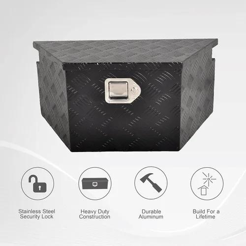 Vista 3 de Caja de herramientas de lengüeta de remoleta de aluminio de 26 pulgadas, caja de almacenamiento de utilidad amplia para remolque, organizador