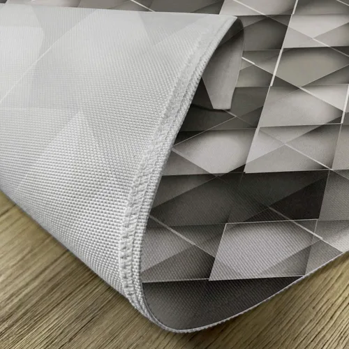 Vista 5 de Ambesonne Juego de 4 manteles individuales modernos, diseño geométrico con cuadros grises degradados, manteles individuales de tela lavable