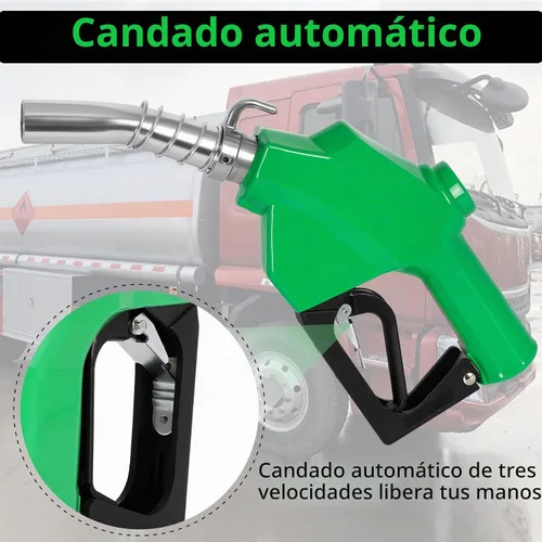Vista 2 de Boquilla y gancho de combustible automático NPT de 1 pulgada, mango de bomba de gas diesel, 19/16 pulgadas (OD = 30mm) flujo máximo 30 GPM, boquilla