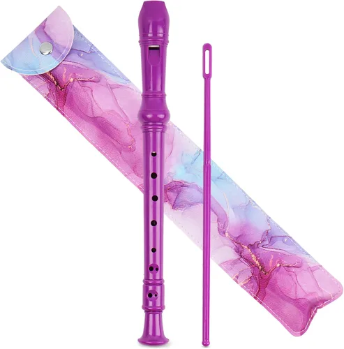 Vista 30 de Flauta para principiantes, niños y adultos, 8 agujeros, soprano, flauta de música con varilla de limpieza y funda de cuero para estudiantes