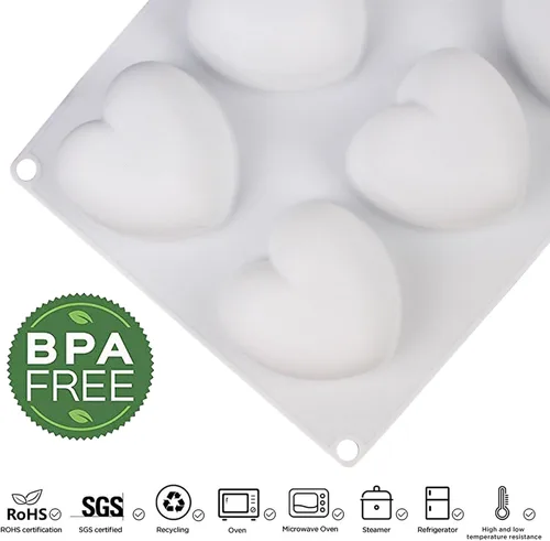 Vista 3 de OCPO KITCHEN Moldes de silicona con forma de corazón 3D para hornear pasteles de mousse, molde de silicona 3D para dulces, pastelería, chocolate