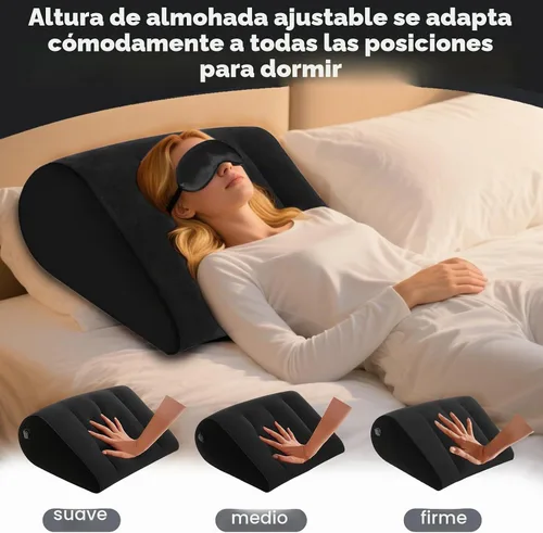 Vista 6 de Almohada inflable de cuña para dormir y viajar, soporte multiusos para espalda, piernas y rodillas, cojín triangular portátil para cama, sofá u