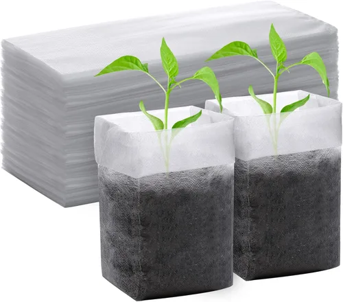 Vista 20 de GREANER 200 bolsas de vivero de plantas, 3.5 x 4.7 pulgadas, bolsas de cultivo de plantas de tela biodegradable no tejida, macetas de plantas