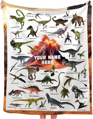 Vista 19 de Regalos de Mantas de Dinosaurio de Navidad Súper Suaves y Ligeras de Franela para Niños, Adultos, Adecuadas para Sofá, Cama, Campamento, Viajes