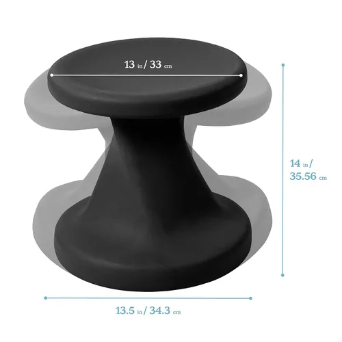 Vista 3 de ECR4Kids Taburete giratorio Wobble, altura del asiento de 14 pulgadas Negro