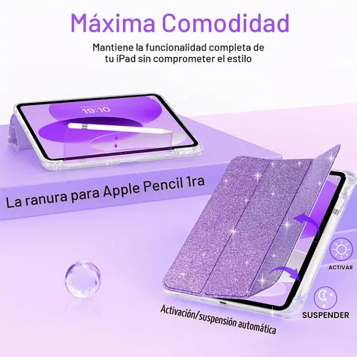 Vista 5 de Estuche para iPad de 10.ª generación de 10.9 pulgadas (2022), iPad (A16) de 11.ª generación de 11 pulgadas (2025) - con soporte para lápices Purpura