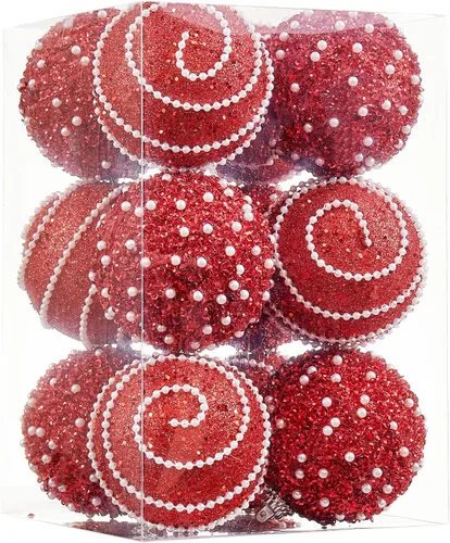 Vista 9 de Adornos de bolas de Navidad dorados, adornos de bolas de Navidad decoraciones irrompibles de plástico colgantes perlas para fiestas de Navidad