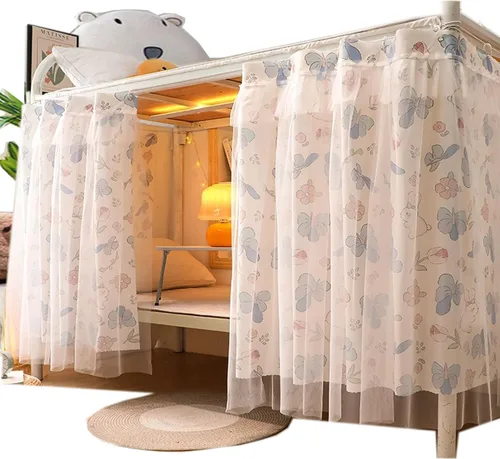 Vista 20 de Cortinas opacas para cama de privacidad con toldo grueso, mosquitero Mosquitera blanca 1aa