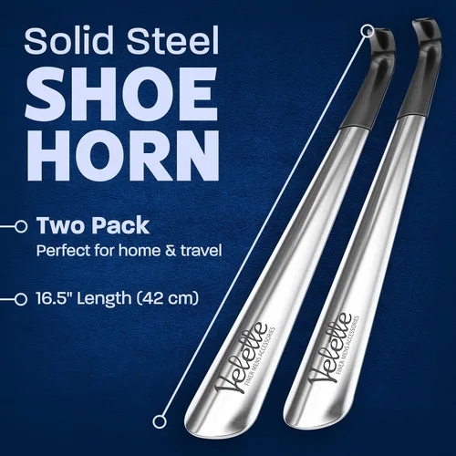 Vista 2 de Velette Metal Shoe Horn - Shoe Horns for Seniors, Men, Women and Kids - Shoehorn Helper for Boots and Shoes