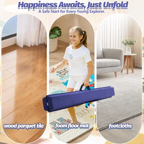 Vista 4 de Viga de equilibrio plegable de 6 pies/9 pies para niños de 3 a 15 años - Viga de suelo de gimnasia plegable, antideslizante, bolsa de transporte