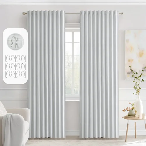 Vista 37 de MIULEE Cortinas opacas con pestaña trasera de 63 pulgadas de largo, juego de 2 paneles para sala de estar, dormitorio, privacidad, bolsillo