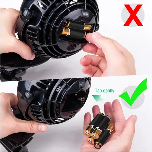Vista 12 de Gazeled Ventilador de clip a batería, rotación de 360°, con 8 pilas AA gratis, ventilador silencioso USB o a batería, ventilador de clip portátil