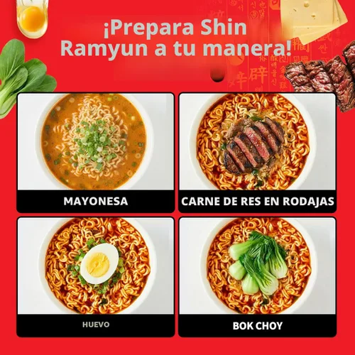 Vista 6 de Nongshim Ramen Noodles, Ramen instantáneo gourmet, sopa de fideos microondable premium, Shin picante, paquete familiar, 4.23 onzas (paquete de 16)