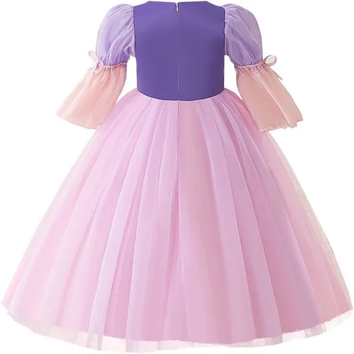 Vista 21 de Disfraz de princesa Sofía Rapunzel para niñas, disfraz de Halloween, Navidad, cumpleaños, fiesta con accesorios