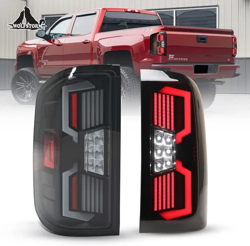 Vista 11 de WOLFSTORM Conjunto de luz trasera Compatible con 2014-2018 Chevy Silverado 1500 y 2015-2018 Chevy Silverado 2500/3500HD, No es compatible con Lente