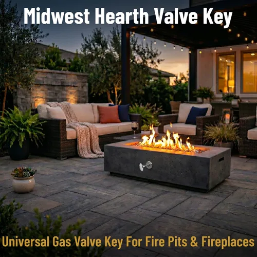 Vista 2 de Midwest Hearth - Llave de válvula universal para fogones y chimeneas de gas, cromado pulido