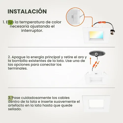 Vista 8 de ASD Iluminación LED empotrable cuadrada blanca de 4 pulgadas retrofit - 9W 709LM 2700/3000/3500/4000/5000K regulable seleccionable LED Downlight