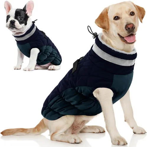 Vista 18 de AOFITEE Abrigo para perro, chaquetas cálidas para perros pequeños, abrigo de invierno para perros con arnés integrado, chaqueta de invierno
