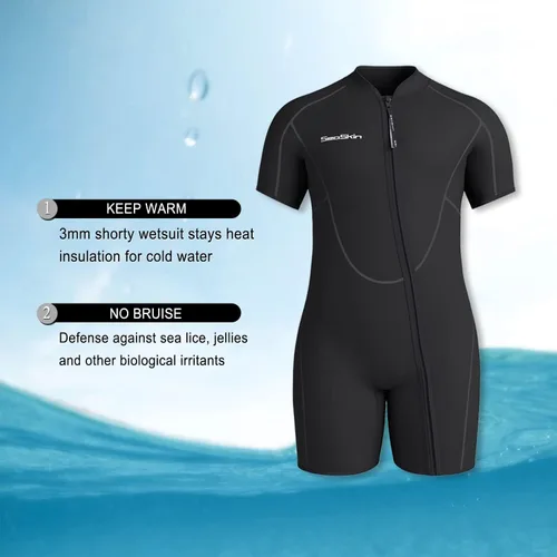 Vista 2 de Seaskin Traje de neopreno corto de 0.118 in de talla grande para hombre y mujer Talla extra grande para hombre