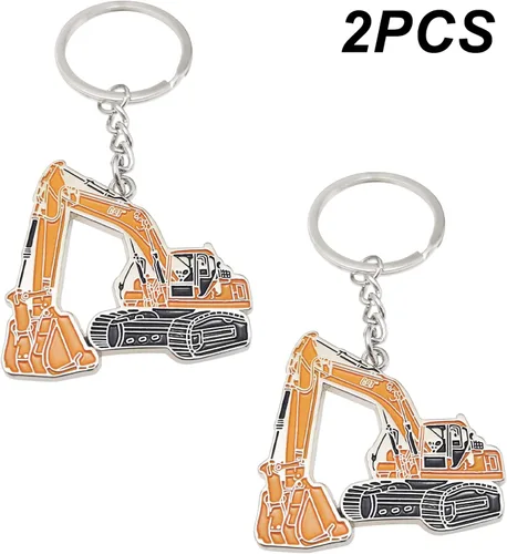 Vista 8 de Llavero de excavadora de metal con colgante de excavadora de agarre para niños, hombres, amantes de las agarraderas (2 unidades), Plateado