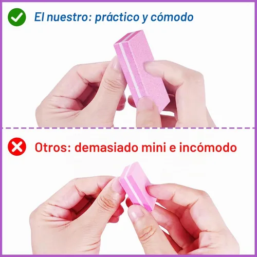 Vista 4 de Juego de pulidor de uñas profesional rosa, 30 piezas, uñas acrílicas y naturales, bloques de tampón de grano 100/180