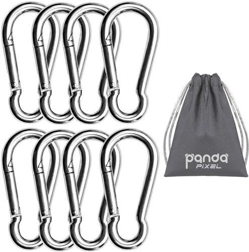 Vista 8 de Pixel Panda Accesorios de fitness, 3.1 pulgadas de carga de mosquetón de 800 libras, paquete de 4 y 2 accesorios de cable de mango D