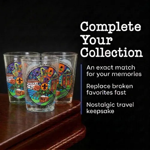 Vista 5 de Artisan Owl Vaso de chupito de recuerdo multicolor icónico de New Orleans Louisiana
