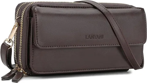 Vista 20 de Lanyani Cartera Cruzada RFID con Correa de Muñeca y Bolsillo para Teléfono para Mujeres de Cuero Vegano