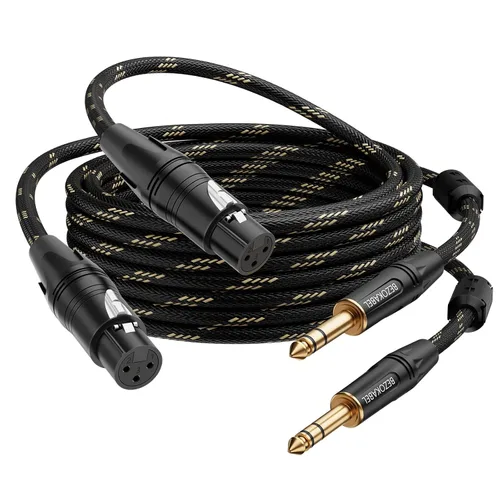 Vista 7 de Adaptador XLR equilibrado hembra a TRS de 1/4 pulgada (6.35mm), cable de micrófono de 6 pies Cable trenzado de nailon para micrófono, 6 pies, 1